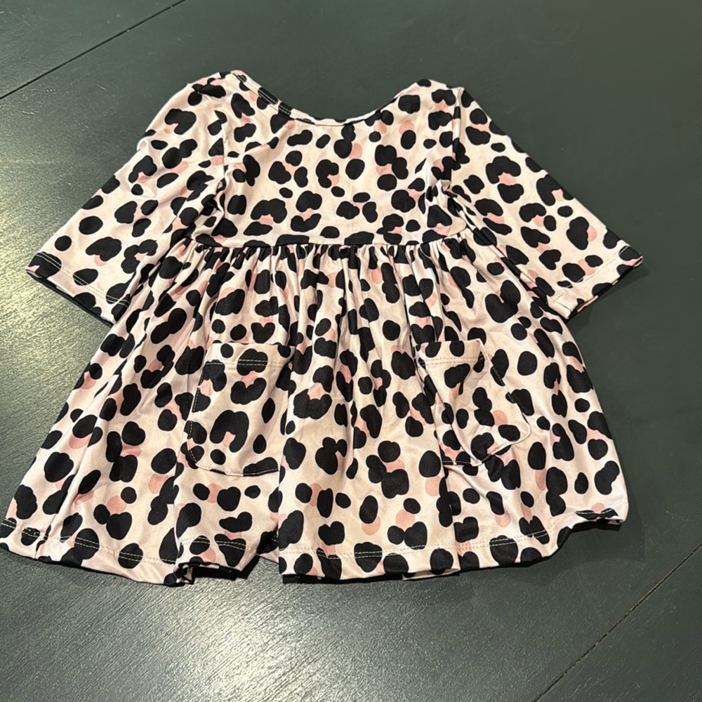 Mila and Rose 3/4 Sleeve Pocket Twirl Dress - Mauve Leopard 12-24 months